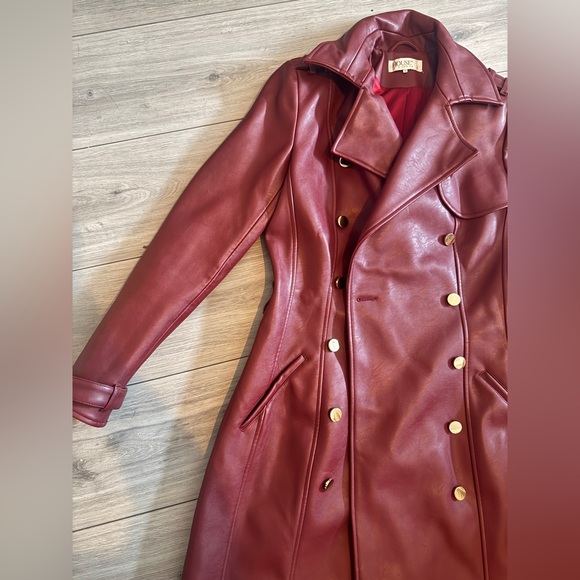 House of CB Burgundy Leather Jacket - Picture 3 of 7
